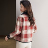 CC17-1929春秋小个子短外套女2024新款洋气翻领小香风针织开衫格子宽松上衣 商品缩略图3