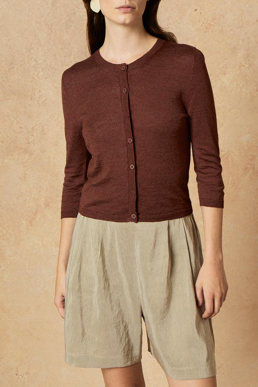 Cortana 灰绿条纹CLEO丝麻短裤 商品图4