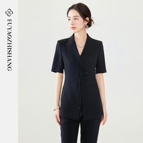 FUYAO扶摇 2024夏季新中式女装国风盘扣西装套装女短袖高端西服女