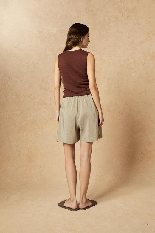 Cortana 灰绿条纹CLEO丝麻短裤 商品图3