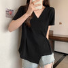 大码女装2025夏装新款洋气V领短袖T恤胖妹妹显瘦宽松设计感上衣潮 商品缩略图1
