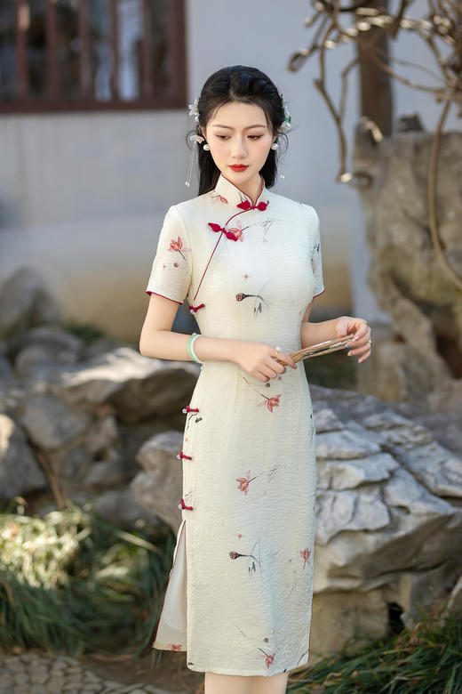 春款年轻改良旗袍中长双层修身少女素雅旗袍ZA209 商品图1