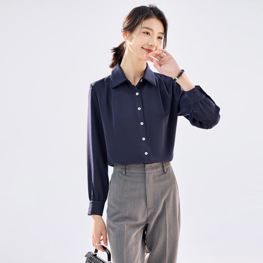 【舒适优雅】罗蒙女士长袖衬衫百搭日常大众时尚商务通勤开衫衬衫女 商品图6