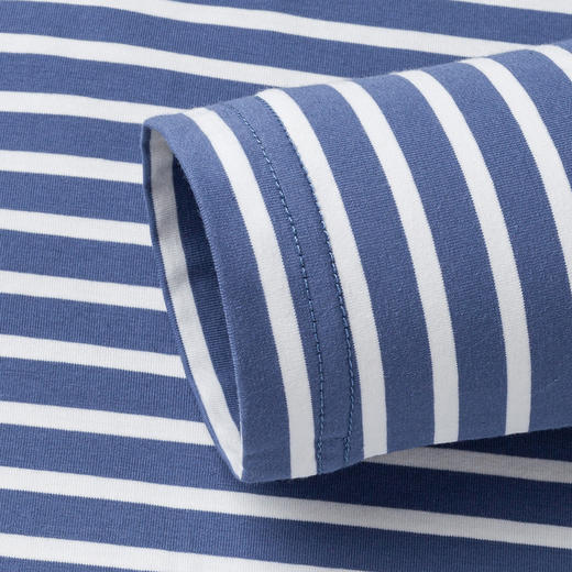 【桑蚕丝混纺】罗蒙春夏长袖T恤男士海魂衫休闲百搭经典男士圆领条纹T恤 商品图11