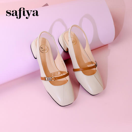 Safiya/索菲娅2024春夏法式低跟包头真皮玛丽珍浅口后空凉鞋 SF41111419 商品图1