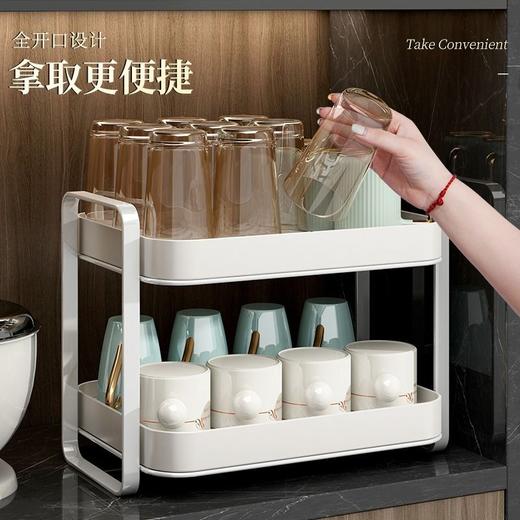 家韵杯子收纳置物架双层茶杯架茶具收纳架沥水托盘桌面放水杯家用 商品图2