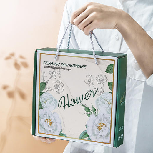 「山茶花餐具礼盒」网红陶瓷餐具 套碗碗筷套装礼盒装开业活动实用伴手礼小礼品餐饮用具 商品图1