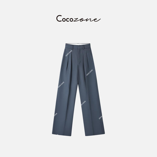 COCO ZONE 气质简约高腰双褶通勤风阔腿休闲长裤 23C30320 商品图0