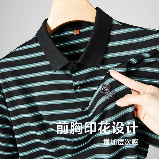 【冰丝高弹】【新款DDP】大依优型大码短袖Polo衫条纹翻领加肥加大男士大号弹力透气舒适夏季半袖 商品图2