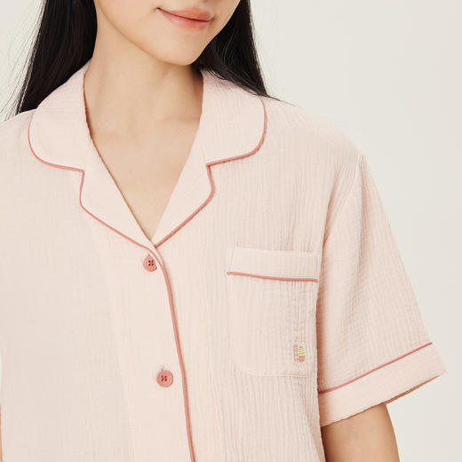 连绵·双层纱绉布100%棉开衫短袖长裤睡衣（男/女） 商品图13