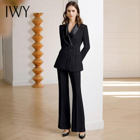 IWY/气质新中式国风西装套装女商务主持人高端正装工作服黑色西服CP2078
