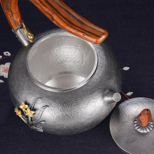 子佩集S999银+崖柏【浮光兰影】提梁壶小茶壶公道杯摆件套装【TG007】【TG008】【TG009】2403 商品图3