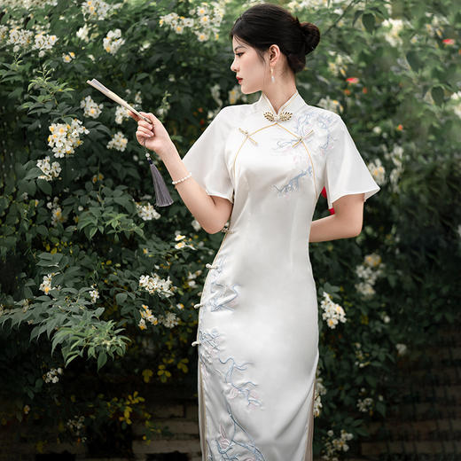 中式复古年轻款少女刺绣倒大袖改良旗袍连衣裙KK998 商品图2
