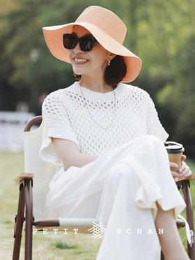 PETIT SCHAN小闪  CLO#251 Tide 潮汐 日本进口和纸纱混纺棉丝落肩网眼套头衫女