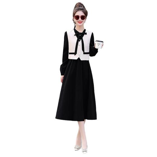 2024新款春季时尚洋气修身显瘦小香风气质长袖裙子两件套连衣裙HR-HMQY5176 商品图4