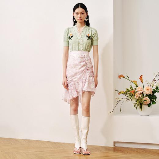 MAXRIENY | 摩登新中式半身裙2023夏季新款不规则裙摆少女感开叉(货号:MS88SK293F70) 商品图2