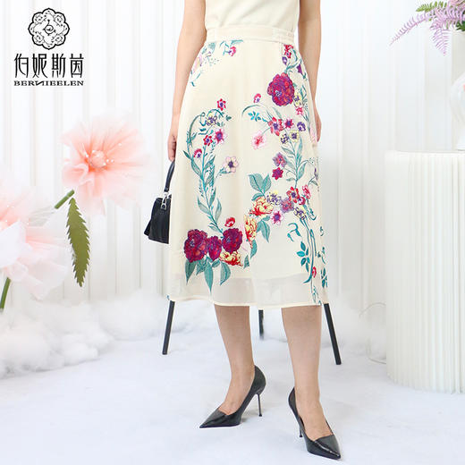 黄白游色、漆黑色半裙LZ3B10 商品图0