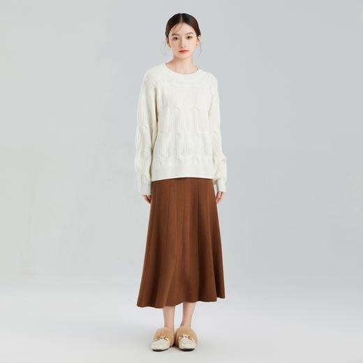 东黎 • 山羊绒 女士秋冬春季针织圆领重工绞花套头羊绒衫慵懒 WSR-21S44 商品图1