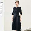 FUYAO扶摇 新中式盘扣连衣裙女黑色清雅提花长裙2024夏季短袖裙子 商品缩略图0
