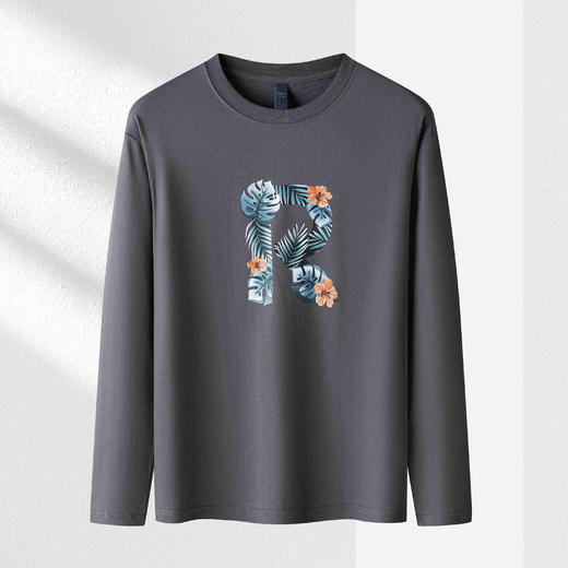 14LP37933【桑蚕丝混纺】罗蒙春秋圆领印花T恤男长袖t恤男时尚男士t恤长袖秋衣男 商品图2