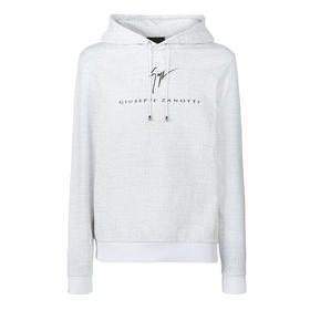 Giuseppe Zanotti 男士签名徽标棉质连帽卫衣 白色 ERU4002001