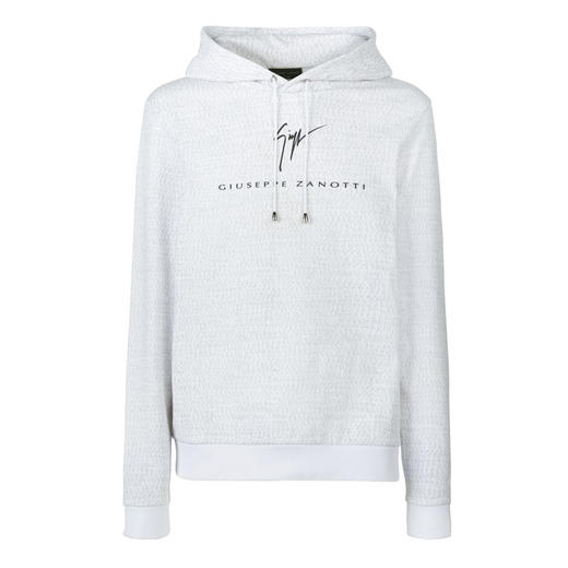Giuseppe Zanotti 男士签名徽标棉质连帽卫衣 白色 ERU4002001 商品图0