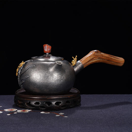 子佩集S999银+崖柏【浮光兰影】提梁壶小茶壶公道杯摆件套装【TG007】【TG008】【TG009】2403 商品图6