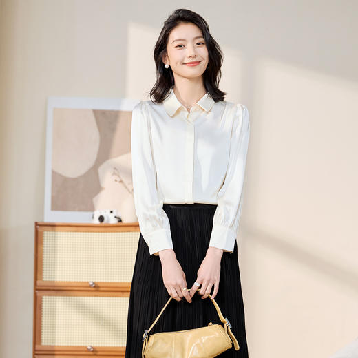 【商务通勤】罗蒙四季款女士长袖衬衫简约日常大众休闲百搭衬衫女 商品图3