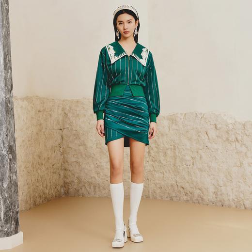 MAXRIENY | 【商场同款】MAXRIENY祖母绿不规则烫钻半裙设计感包臀(货号:MC88SK035G60) 商品图1