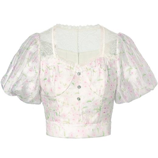 MAXRIENY | 欧式田园风雪纺衫23夏款甜美少女感方领泡泡袖上衣截(货号:MS88TP299F70) 商品图4