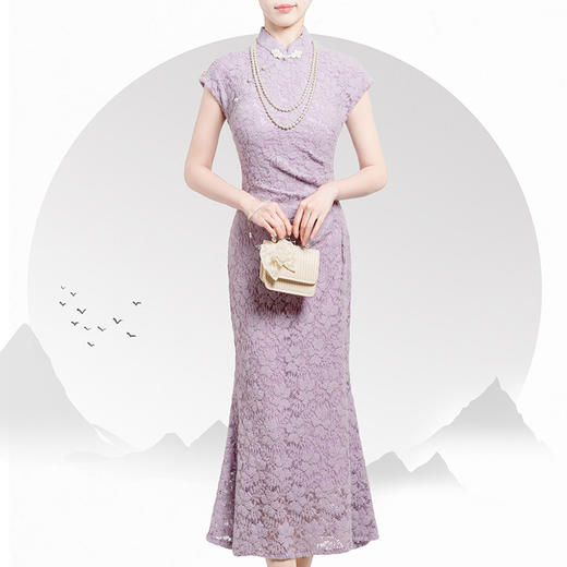 新中式年轻款气质少女小清新鱼尾改良小个子旗袍连衣裙KK1027 商品图3