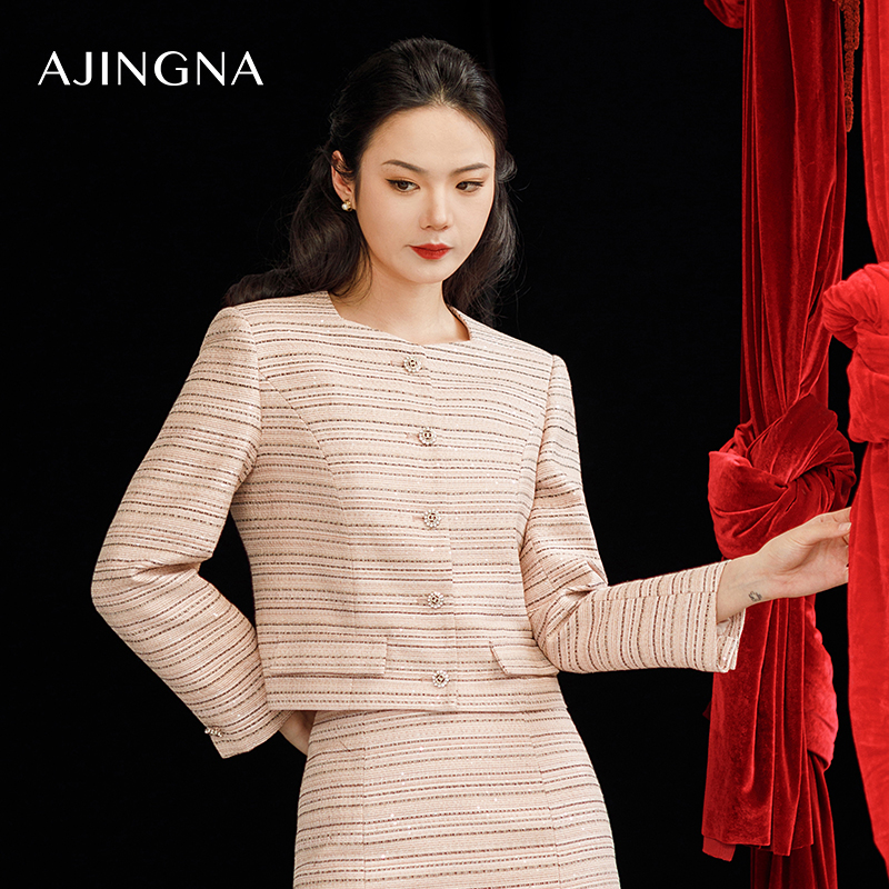 【踏青甄选价】阿菁娜春季新款小香风典雅外套A29C107006