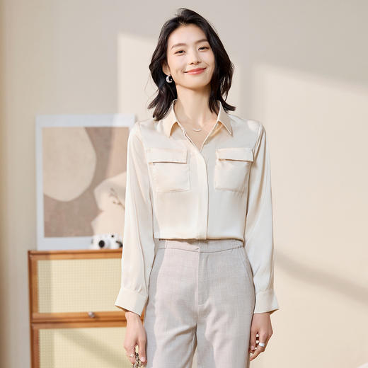 【气质简约】罗蒙女士长袖衬衫时尚有型百搭日常开衫衬衫女商务通勤 商品图3