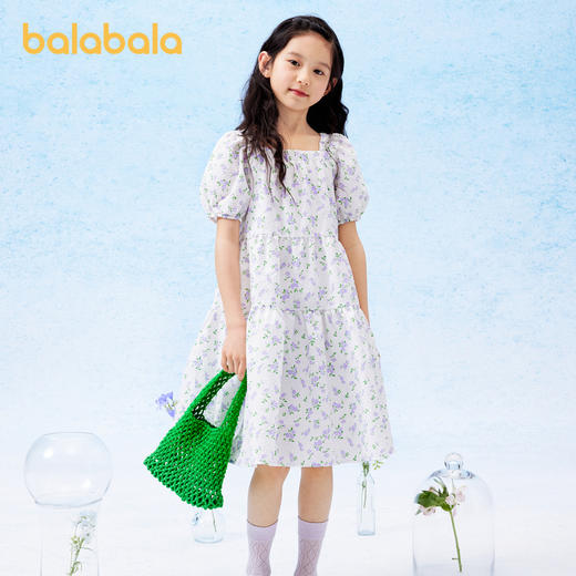巴拉巴拉女童夏装儿童连衣裙新款中大童碎花甜美裙子泡泡袖潮 商品图2