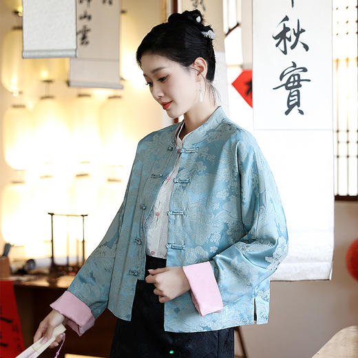 新中式提花圆领，拼接长袖外套上衣KQL-422H2309 商品图2