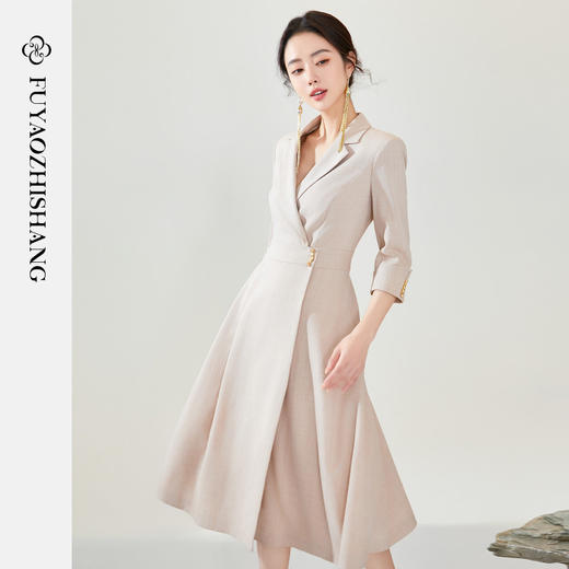 FUYAO扶摇 春季女装连衣裙2024新款轻国风温柔西装裙新中式工作服 商品图3