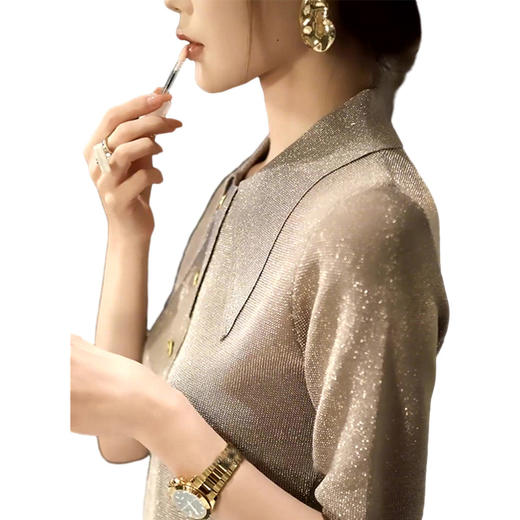 雀说 针织衫女设计感气质重工亮片高级感法式轻奢上衣4ZF-W26 商品图4