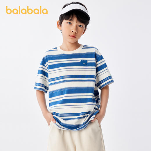 巴拉巴拉童装短袖条纹t恤男童夏季新款亲子纯棉打底上衣女酷 商品图2
