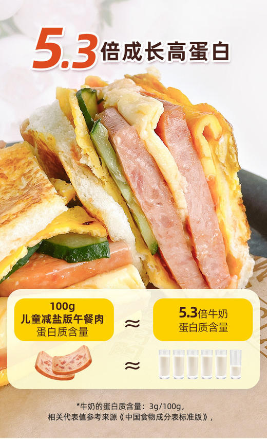 超推荐! 厚切午餐肉天花板！配料干净减脂期也可吃💥原味/儿童减盐两款！网易严选黑土猪，含肉量超90%，口口是肉🥓香嫩Q弹 ✅健康吃肉！0色素0香精味精0卡拉胶0亚硝酸钠 ✅锁鲜片装，一撕即食 商品图9