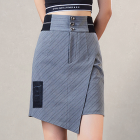 MAXRIENY丨高腰半身裙女2022春季设计感显瘦拼接包臀裙洋气短裙(货号:MS87SK009)