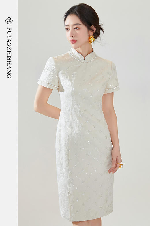 FUYAO扶摇 夏季短袖连衣裙女新款中国风立领裙子新中式改良旗袍裙 商品图5