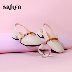 Safiya/索菲娅2024春夏法式低跟包头真皮玛丽珍浅口后空凉鞋 SF41111419