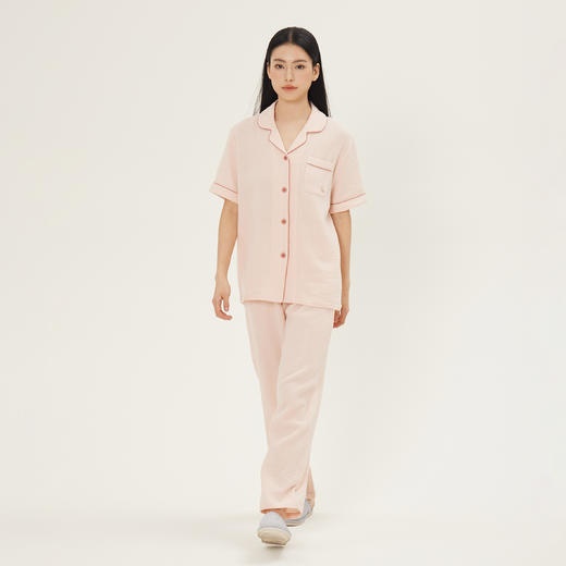 连绵·双层纱绉布100%棉开衫短袖长裤睡衣（男/女） 商品图8