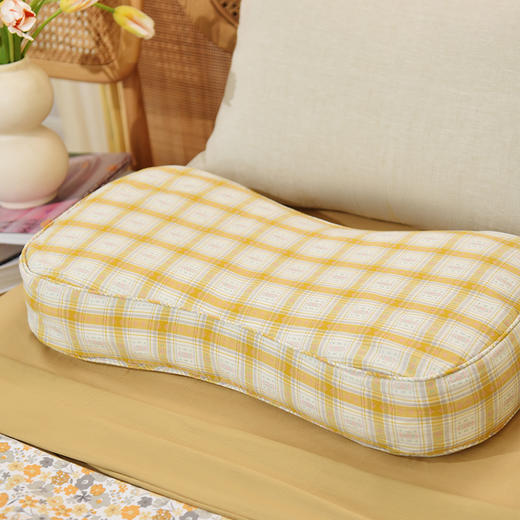 森系格纹曲线枕荞麦壳枕头护颈椎病荞麦皮睡眠四季 商品图0