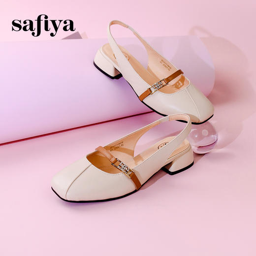 Safiya/索菲娅2024春夏法式低跟包头真皮玛丽珍浅口后空凉鞋 SF41111419 商品图2