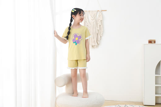 【39元限时秒杀】【秀黛】女童冰感纯棉短袖套装女童睡衣家居服H2440004T【门店同款】【如遇缺货自动退款，介意勿拍】 商品图2