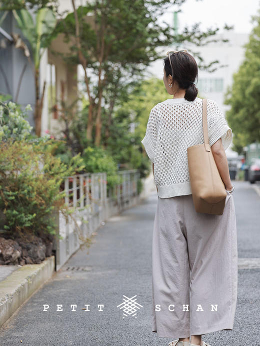 PETIT SCHAN小闪  CLO#251 Tide 潮汐 日本进口和纸纱混纺棉丝落肩网眼套头衫女 商品图2