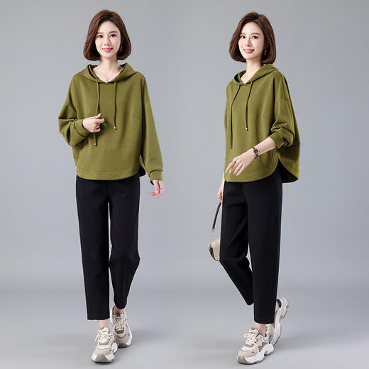 HR WS31769套装气质时尚简约百搭复古卫衣休闲裤 商品图2