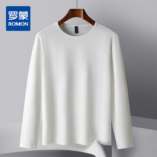 【双面磨毛】罗蒙春秋纯色t恤男长袖t恤男舒适打底衫男士t恤长袖上衣男 商品图2