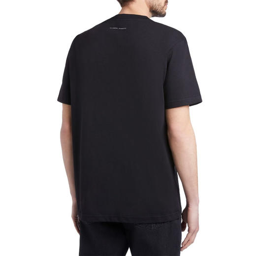 Giuseppe Zanotti 男士签名涂鸦徽标印花棉质圆领短袖T恤 黑色 ERU2015002 商品图2